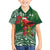 Christmas Hawaii with I'iwi Bird Family Matching Off Shoulder Short Dress and Hawaiian Shirt Aloha Mele Kalikimaka - Green Art