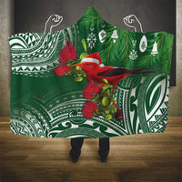 Christmas Hawaii with I'iwi Bird Hooded Blanket Aloha Mele Kalikimaka - Green Art LT9 - Polynesian Pride