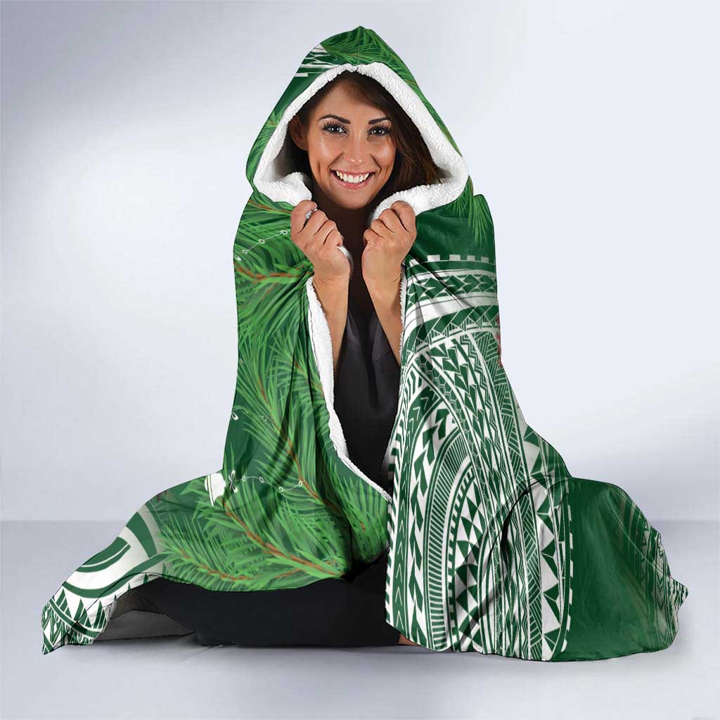 Christmas Hawaii with I'iwi Bird Hooded Blanket Aloha Mele Kalikimaka - Green Art LT9 - Polynesian Pride