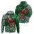 Christmas Hawaii with I'iwi Bird Hoodie Aloha Mele Kalikimaka - Green Art