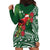 Christmas Hawaii with I'iwi Bird Hoodie Dress Aloha Mele Kalikimaka - Green Art