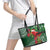 Christmas Hawaii with I'iwi Bird Leather Tote Bag Aloha Mele Kalikimaka - Green Art