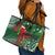 Christmas Hawaii with I'iwi Bird Leather Tote Bag Aloha Mele Kalikimaka - Green Art