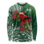 Christmas Hawaii with I'iwi Bird Long Sleeve Shirt Aloha Mele Kalikimaka - Green Art