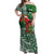 Christmas Hawaii with I'iwi Bird Off Shoulder Maxi Dress Aloha Mele Kalikimaka - Green Art