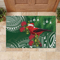 Christmas Hawaii with I'iwi Bird Rubber Doormat Aloha Mele Kalikimaka - Green Art LT9 Green - Polynesian Pride