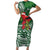 Christmas Hawaii with I'iwi Bird Short Sleeve Bodycon Dress Aloha Mele Kalikimaka - Green Art