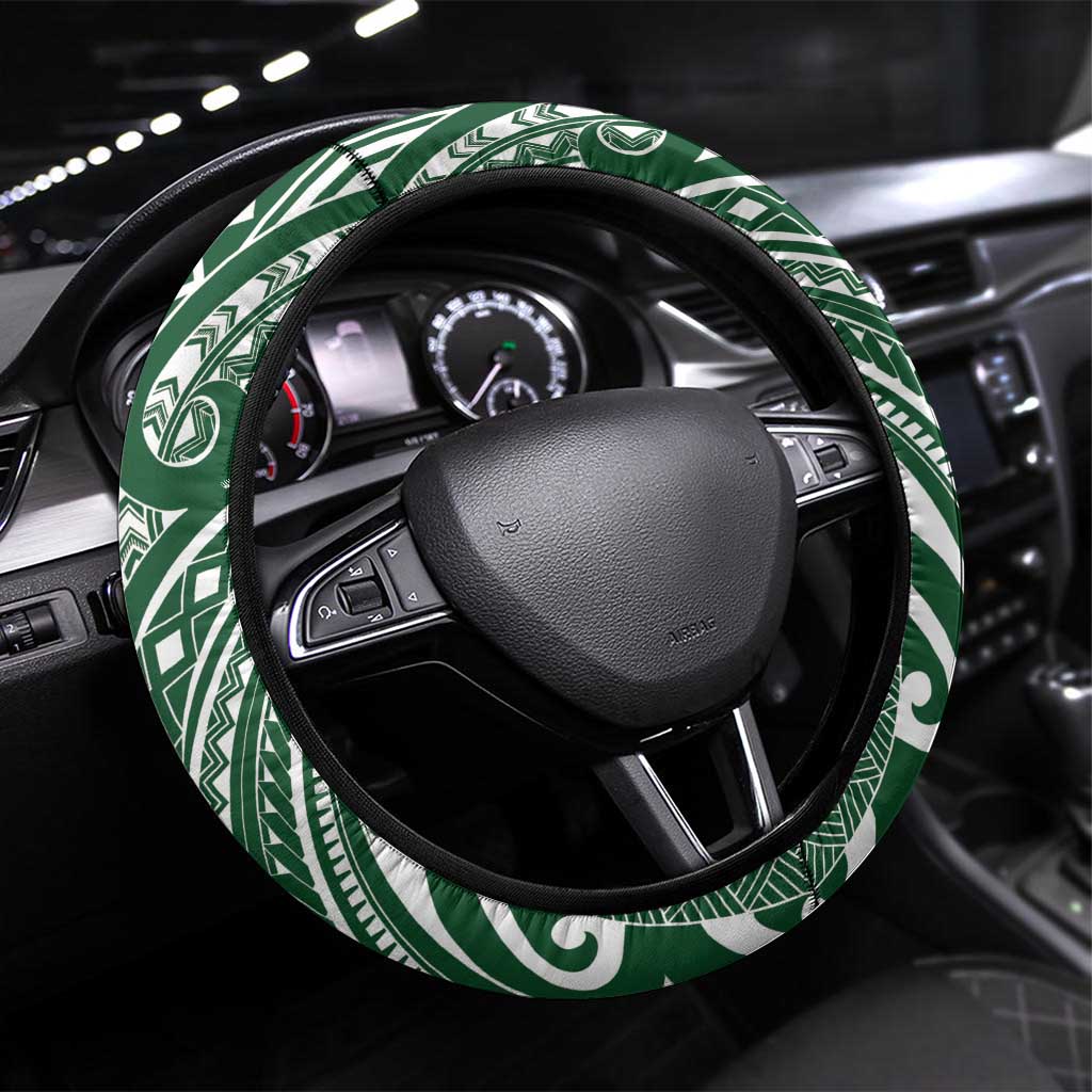 Christmas Hawaii with I'iwi Bird Steering Wheel Cover Aloha Mele Kalikimaka - Green Art LT9 Universal Fit Green - Polynesian Pride