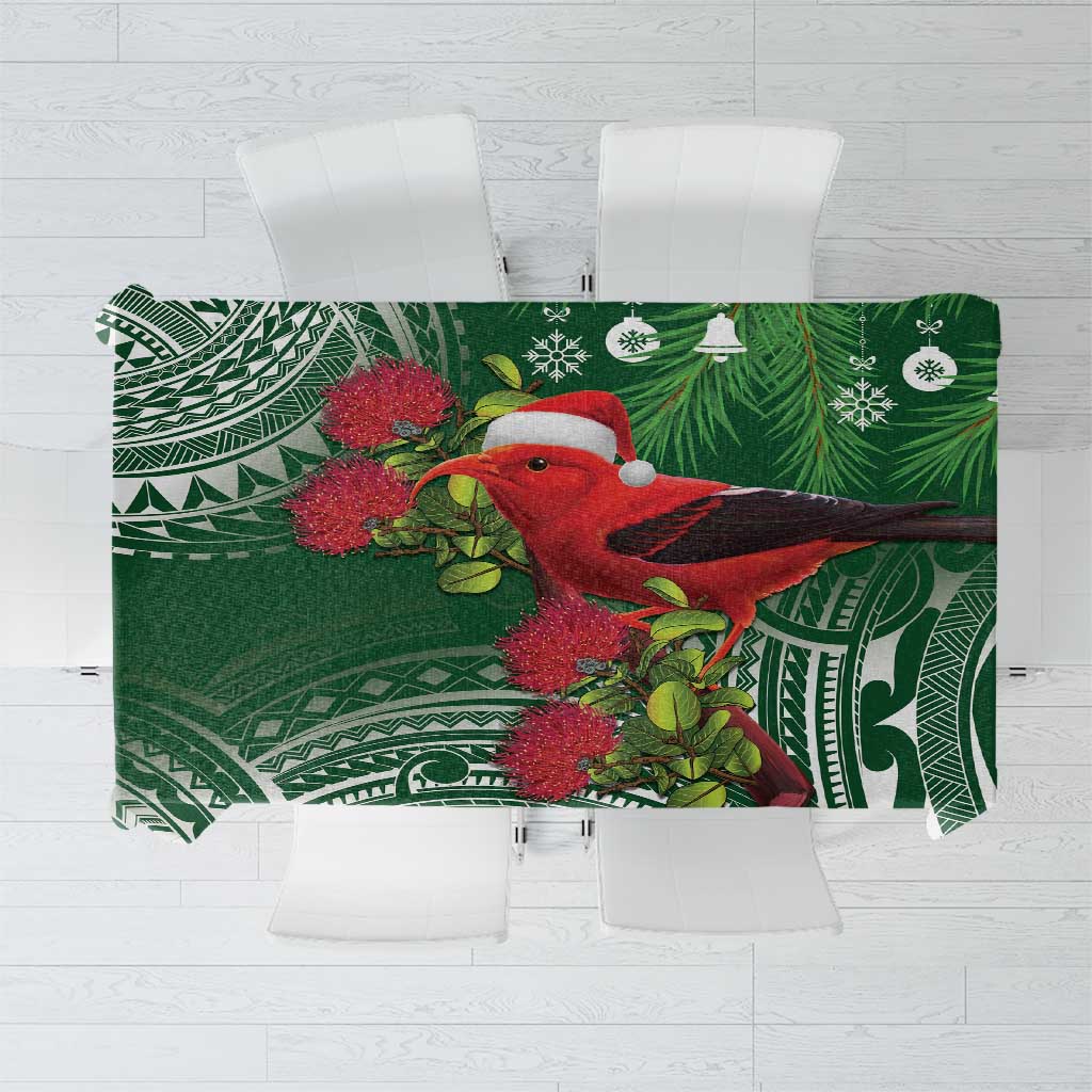 Christmas Hawaii with I'iwi Bird Tablecloth Aloha Mele Kalikimaka - Green Art LT9 Green - Polynesian Pride