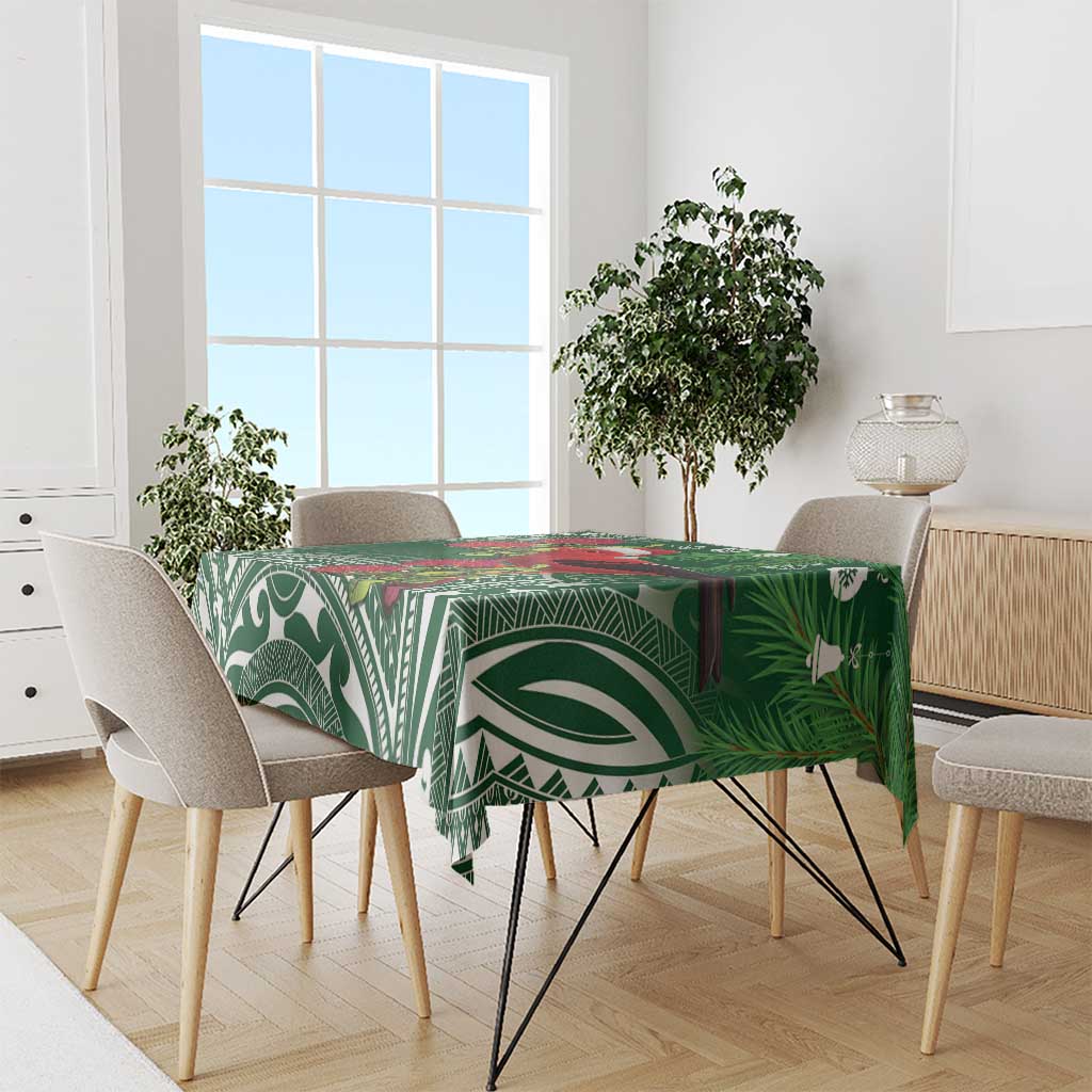Christmas Hawaii with I'iwi Bird Tablecloth Aloha Mele Kalikimaka - Green Art LT9 - Polynesian Pride