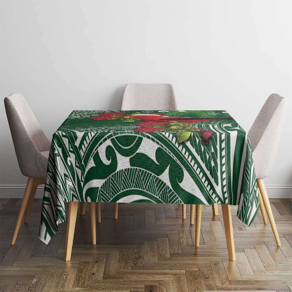 Christmas Hawaii with I'iwi Bird Tablecloth Aloha Mele Kalikimaka - Green Art LT9 - Polynesian Pride