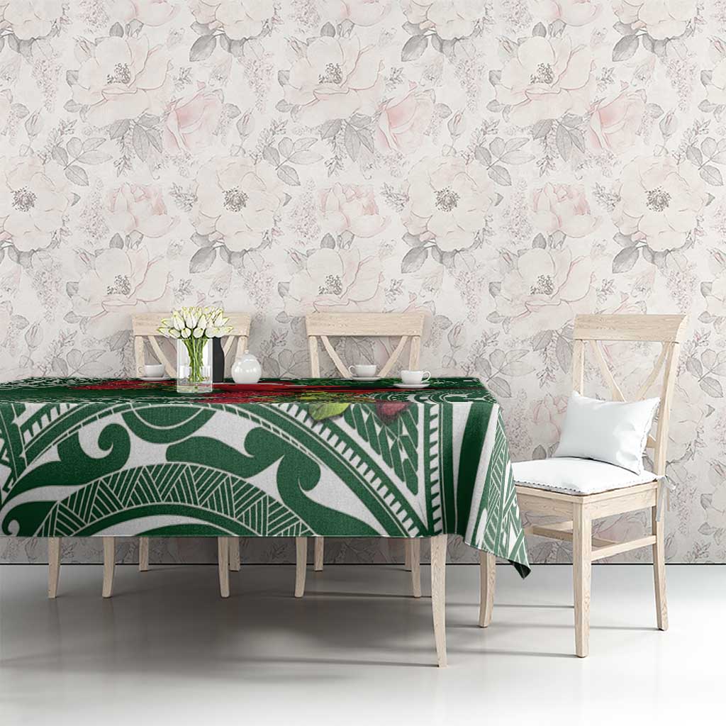 Christmas Hawaii with I'iwi Bird Tablecloth Aloha Mele Kalikimaka - Green Art LT9 - Polynesian Pride