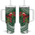 Christmas Hawaii with I'iwi Bird Tumbler With Handle Aloha Mele Kalikimaka - Green Art