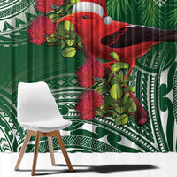 Christmas Hawaii with I'iwi Bird Window Curtain Aloha Mele Kalikimaka - Green Art LT9 - Polynesian Pride