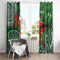 Christmas Hawaii with I'iwi Bird Window Curtain Aloha Mele Kalikimaka - Green Art LT9 - Polynesian Pride
