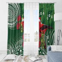 Christmas Hawaii with I'iwi Bird Window Curtain Aloha Mele Kalikimaka - Green Art LT9 - Polynesian Pride