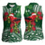 Christmas Hawaii with I'iwi Bird Women Sleeveless Polo Shirt Aloha Mele Kalikimaka - Green Art