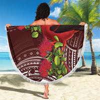 Christmas Hawaii with I'iwi Bird Beach Blanket Aloha Mele Kalikimaka - Oxblood Art LT9 - Polynesian Pride