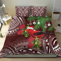 Christmas Hawaii with I'iwi Bird Bedding Set Aloha Mele Kalikimaka - Oxblood Art