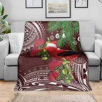 Christmas Hawaii with I'iwi Bird Blanket Aloha Mele Kalikimaka - Oxblood Art LT9 - Polynesian Pride