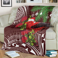 Christmas Hawaii with I'iwi Bird Blanket Aloha Mele Kalikimaka - Oxblood Art LT9 - Polynesian Pride