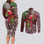 Christmas Hawaii with I'iwi Bird Couples Matching Long Sleeve Bodycon Dress and Long Sleeve Button Shirt Aloha Mele Kalikimaka - Oxblood Art