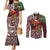 Christmas Hawaii with I'iwi Bird Couples Matching Mermaid Dress and Long Sleeve Button Shirt Aloha Mele Kalikimaka - Oxblood Art