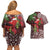 Christmas Hawaii with I'iwi Bird Couples Matching Off Shoulder Short Dress and Hawaiian Shirt Aloha Mele Kalikimaka - Oxblood Art