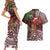 Christmas Hawaii with I'iwi Bird Couples Matching Short Sleeve Bodycon Dress and Hawaiian Shirt Aloha Mele Kalikimaka - Oxblood Art