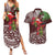 Christmas Hawaii with I'iwi Bird Couples Matching Summer Maxi Dress and Hawaiian Shirt Aloha Mele Kalikimaka - Oxblood Art