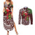 Christmas Hawaii with I'iwi Bird Couples Matching Summer Maxi Dress and Long Sleeve Button Shirt Aloha Mele Kalikimaka - Oxblood Art