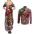 Christmas Hawaii with I'iwi Bird Couples Matching Summer Maxi Dress and Long Sleeve Button Shirt Aloha Mele Kalikimaka - Oxblood Art