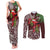 Christmas Hawaii with I'iwi Bird Couples Matching Tank Maxi Dress and Long Sleeve Button Shirt Aloha Mele Kalikimaka - Oxblood Art