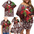 Christmas Hawaii with I'iwi Bird Family Matching Off Shoulder Short Dress and Hawaiian Shirt Aloha Mele Kalikimaka - Oxblood Art