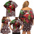 Christmas Hawaii with I'iwi Bird Family Matching Off Shoulder Short Dress and Hawaiian Shirt Aloha Mele Kalikimaka - Oxblood Art