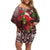 Christmas Hawaii with I'iwi Bird Family Matching Off Shoulder Short Dress and Hawaiian Shirt Aloha Mele Kalikimaka - Oxblood Art