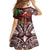 Christmas Hawaii with I'iwi Bird Kid Short Sleeve Dress Aloha Mele Kalikimaka - Oxblood Art