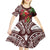 Christmas Hawaii with I'iwi Bird Kid Short Sleeve Dress Aloha Mele Kalikimaka - Oxblood Art