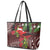 Christmas Hawaii with I'iwi Bird Leather Tote Bag Aloha Mele Kalikimaka - Oxblood Art