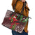 Christmas Hawaii with I'iwi Bird Leather Tote Bag Aloha Mele Kalikimaka - Oxblood Art