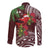 Christmas Hawaii with I'iwi Bird Long Sleeve Button Shirt Aloha Mele Kalikimaka - Oxblood Art