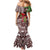 Christmas Hawaii with I'iwi Bird Mermaid Dress Aloha Mele Kalikimaka - Oxblood Art