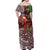 Christmas Hawaii with I'iwi Bird Off Shoulder Maxi Dress Aloha Mele Kalikimaka - Oxblood Art