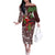 Christmas Hawaii with I'iwi Bird Off The Shoulder Long Sleeve Dress Aloha Mele Kalikimaka - Oxblood Art