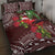 Christmas Hawaii with I'iwi Bird Quilt Bed Set Aloha Mele Kalikimaka - Oxblood Art