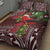 Christmas Hawaii with I'iwi Bird Quilt Bed Set Aloha Mele Kalikimaka - Oxblood Art