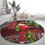 Christmas Hawaii with I'iwi Bird Round Carpet Aloha Mele Kalikimaka - Oxblood Art