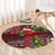 Christmas Hawaii with I'iwi Bird Round Carpet Aloha Mele Kalikimaka - Oxblood Art