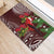 Christmas Hawaii with I'iwi Bird Rubber Doormat Aloha Mele Kalikimaka - Oxblood Art