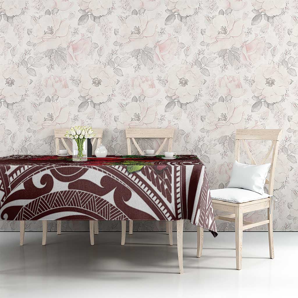 Christmas Hawaii with I'iwi Bird Tablecloth Aloha Mele Kalikimaka - Oxblood Art LT9 - Polynesian Pride
